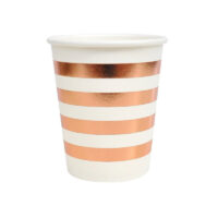ขายส่ง แก้วกระดาษ สกรีนฟอยล์ สี Pink Gold 9oz 500 ใบ