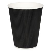 ขายส่ง แก้วกระดาษ Black ripple wall paper cup 12oz : 1 ลัง