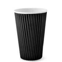 ขายส่ง แก้วกระดาษ Black ripple wall paper cup 16oz