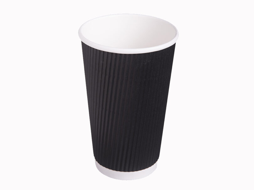 ขายส่ง แก้วกระดาษ Black ripple wall paper cup 16oz - Image 3