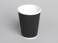 ขายส่ง แก้วกระดาษ Black ripple wall paper cup 8oz : 1 กล่อง