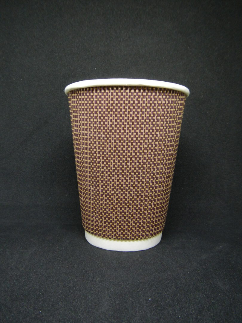ripple wall paper cup 12oz - 1 ขายส่ง แก้วกระดาษ สีน้ำตาล Brown ripple wall paper cup 12oz : 1 ลัง - Image 1
