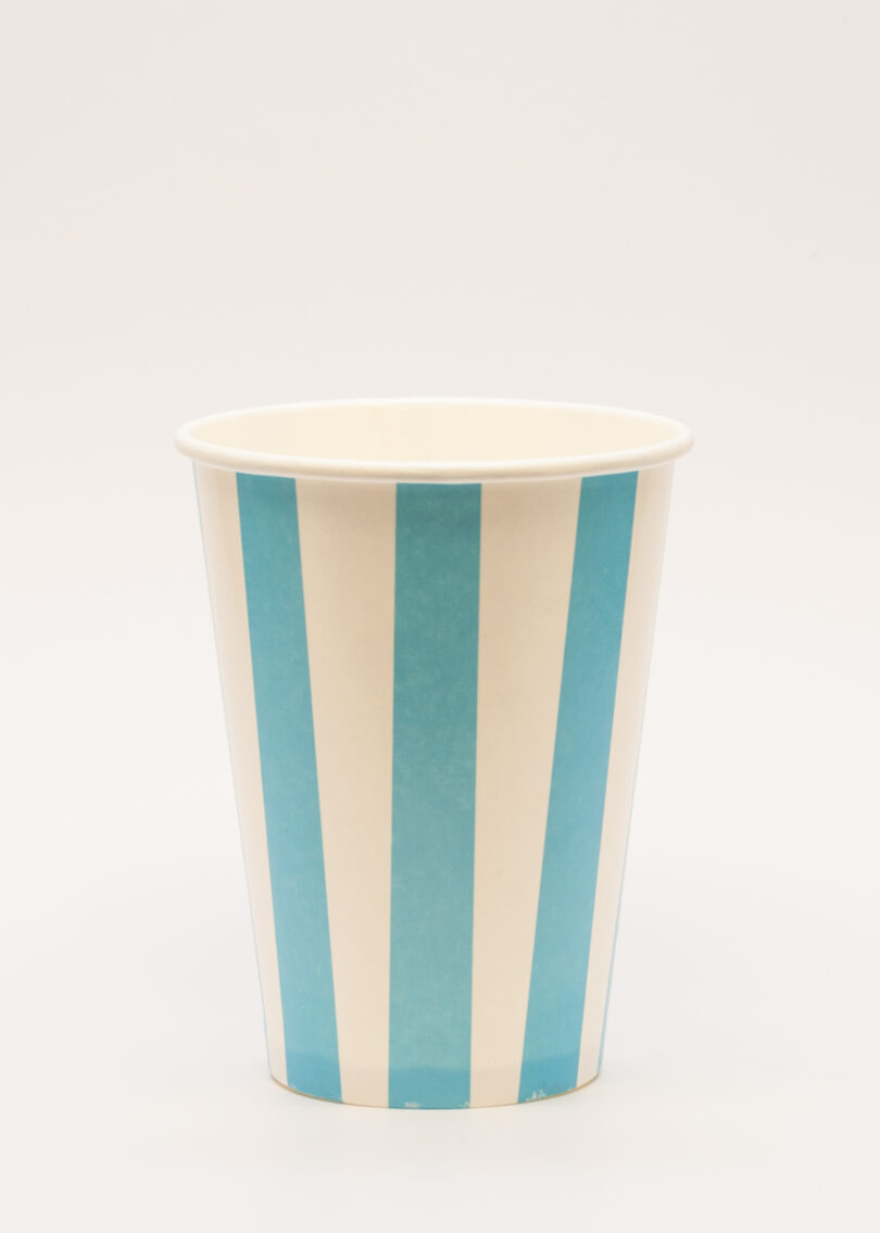 แก้วกระดาษ ลายทางฟ้า 12oz ขายส่ง แก้วกระดาษ single wall paper cup 12oz ลายทางฟ้า : 1,000 ใบ/1 กล่อง - Image 1