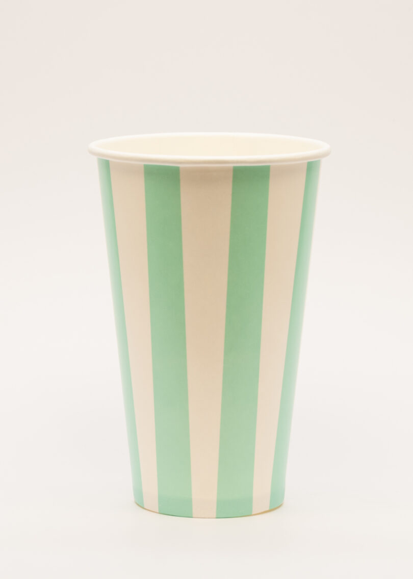 ขายส่ง แก้วกระดาษ single wall paper cup 16oz ลายทางเขียว : 1,000 ใบ/1 กล่อง - Image 1