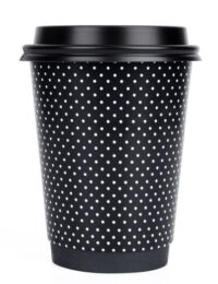 ขายส่ง แก้วกระดาษ 2 ชั้น แก้วกาแฟ double wall paper cup 8oz สีดำ ลายจุด : 1 ลัง