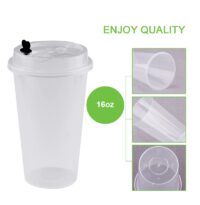 ขายส่ง แก้วพลาสติก PP เนื้อแข็ง พร้อมฝารุ่นใหม่ 16oz สีใส : 1 ลัง - Image 8