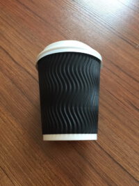 ขายส่ง แก้วกระดาษ Black ripple wall paper cup 8oz พร้อมฝาขาวหรือดำ : 1 ลัง - Image 3