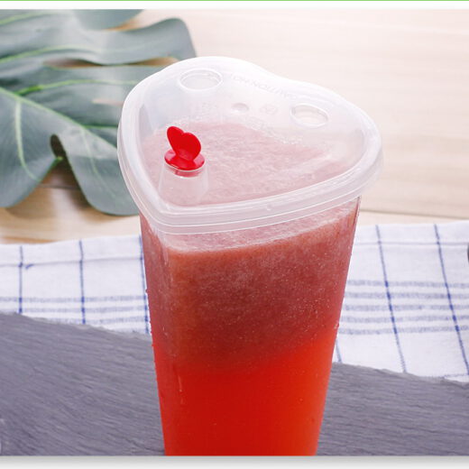 ขายส่ง แก้วพลาสติก PP เนื้อแข็ง ทรงหัวใจพร้อมฝา 16oz สีใส : 1 ลัง