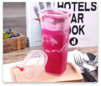 ขายส่ง แก้วพลาสติก PP เนื้อแข็ง ทรงสี่เหลี่ยม พร้อมฝา 22oz สีใส : 1 ลัง - Image 3