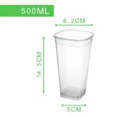 ขายส่ง แก้วพลาสติก PP เนื้อแข็ง ทรงสี่เหลี่ยม พร้อมฝา 16oz สีใส : 1 ลัง - Image 6