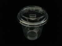 ขายส่ง แก้วพลาสติก Pet U plastic cup ทรงแคปซูล 16oz พร้อมฝาชาชีส เปิดครึ่ง : 1 ลัง