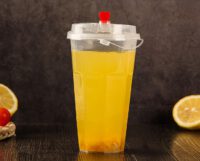 ขายส่ง แก้วพลาสติก PP เนื้อแข็ง ทรงแปดเหลี่ยม พร้อมฝารุ่นใหม่ 16oz  : 1 ลัง ( ฝาใส, ดำ, ขาว )
