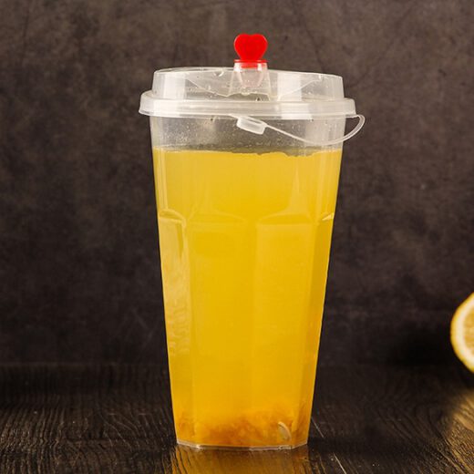 ขายส่ง แก้วพลาสติก PP เนื้อแข็ง ทรงแปดเหลี่ยม พร้อมฝารุ่นใหม่ 16oz : 1 ลัง ( ฝาใส, ดำ, ขาว )