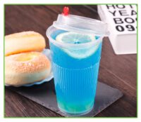ขายส่ง แก้วพลาสติก PP เนื้อแข็ง ทรงกลมลายทาง พร้อมฝารุ่นใหม่ 18oz  : 1 ลัง ( ฝาใส, ขาว, ดำ ) - Image 2