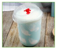 ขายส่ง แก้วพลาสติก PP เนื้อแข็ง ทรงแคปซูล พร้อมฝารุ่นใหม่ 16oz  : 1 ลัง ( ฝาใส, ขาว, ดำ )