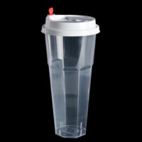 ขายส่ง แก้วพลาสติก PP เนื้อแข็ง ทรงแปดเหลี่ยม พร้อมฝารุ่นใหม่ 24oz : 1 ลัง ( ฝาใส, ดำ, ขาว ) - Image 2