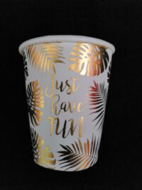 ขายส่ง แก้วกระดาษ สกรีนฟอยล์สีทอง ลายซัมเมอร์ single wall foil paper cup 8oz สีขาว : 1 ลัง