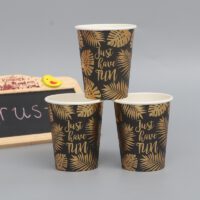ขายส่ง แก้วกระดาษ สกรีนฟอยล์สีทอง ลายซัมเมอร์ single wall foil paper cup 8oz สีดำ : 1 ลัง - Image 2