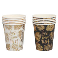 ขายส่ง แก้วกระดาษ สกรีนฟอยล์สีทอง ลายซัมเมอร์ single wall foil paper cup 8oz สีดำ : 1 ลัง - Image 3