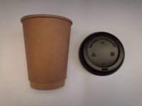 ขายส่ง แก้วกระดาษ 2 ชั้น สีน้ำตาล kraft double wall paper cup 12oz พร้อมฝา : 1 ลัง - Image 3