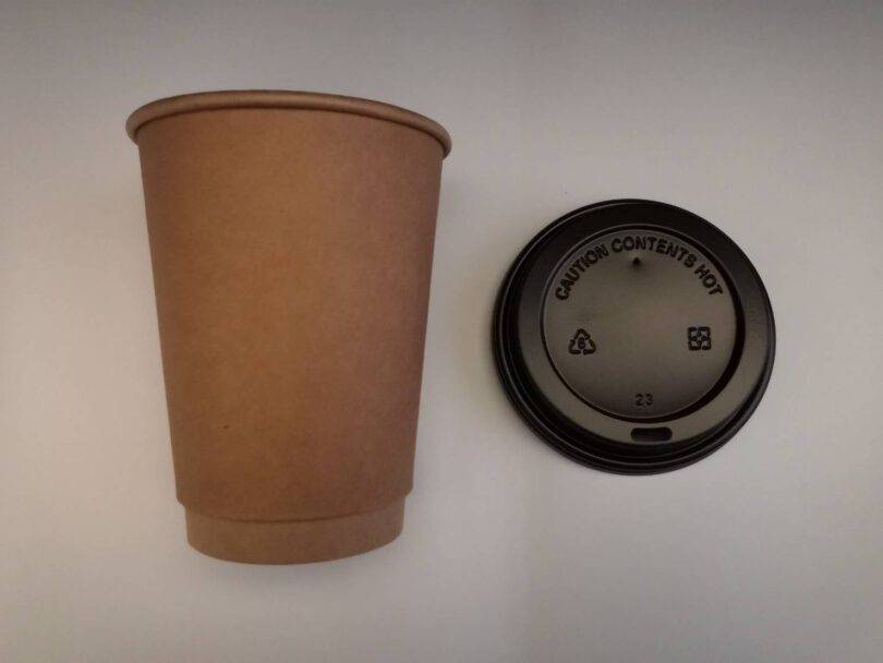 ขายส่ง แก้วกระดาษ 2 ชั้น สีน้ำตาล kraft double wall paper cup 12oz พร้อมฝา : 1 ลัง - Image 3