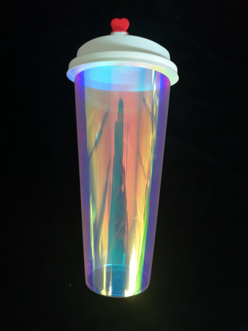 New!! ขายส่ง แก้วพลาสติก PP เนื้อแข็ง ทรงกลม สีเรนโบว์ 24oz พร้อมฝา : 1 ลัง - Image 2