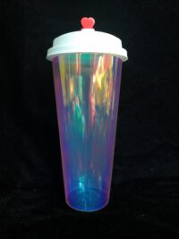 New!! ขายส่ง แก้วพลาสติก PP เนื้อแข็ง ทรงกลม สีเรนโบว์ 24oz พร้อมฝา : 1 ลัง