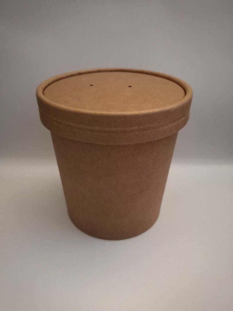 ขายส่ง ถ้วยกระดาษ ถ้วยซุป พร้อมฝากระดาษ 16oz สีน้ำตาล : 1 ลัง - Image 1