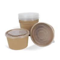 ขายส่ง ถ้วยกระดาษ ชามก๋วยเตี๋ยว ชามกระดาษ 850ml พร้อมฝาปิด กระดาษคราฟท์ : 1 ลัง