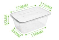 กล่องพลาสติกใส่อาหาร 1000ml 1 ช่อง เนื้อ PP พร้อมฝา - Image 4