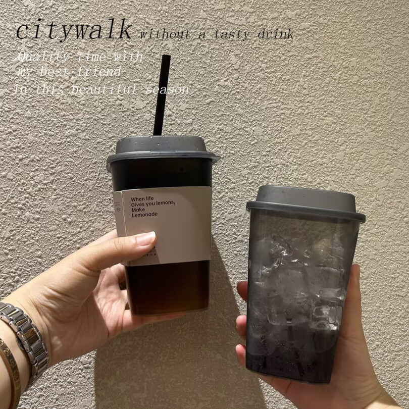 แก้วพลาสติก PP สีดำ 650ml - 2 แก้วพลาสติก PP